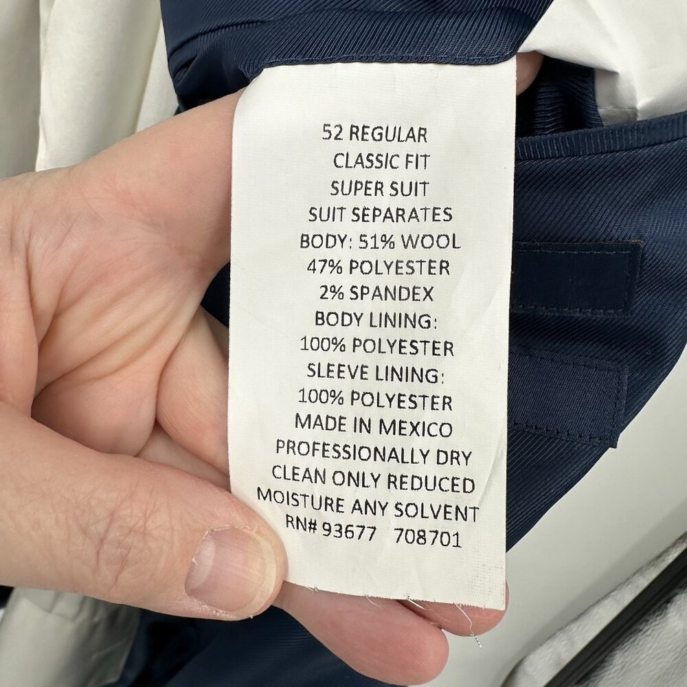 SOLD sport coat blue 52R stretch wool